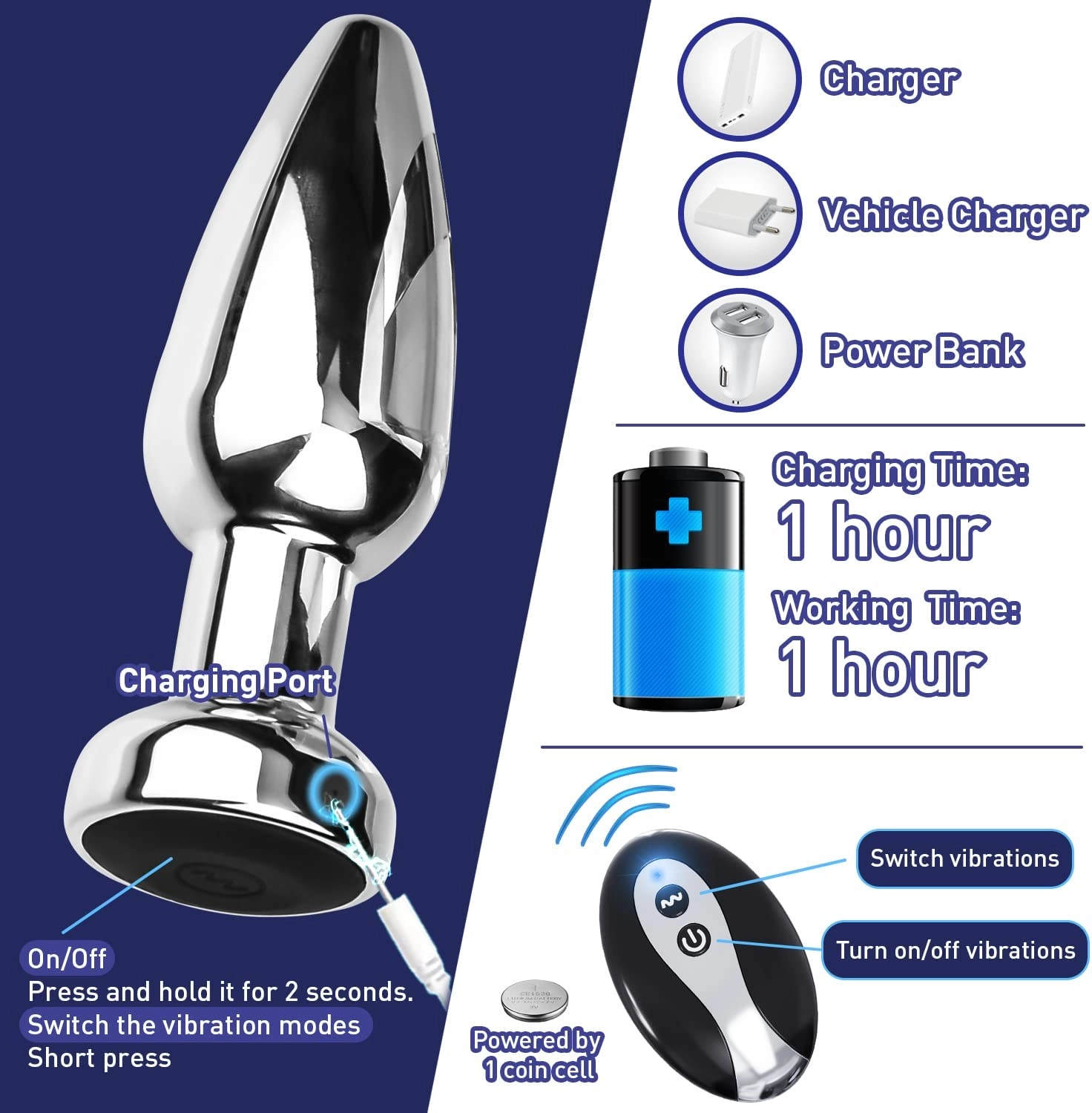 Aaron Anal Vibrator & Butt Plug With 10 Vibration Modes - Laphwing