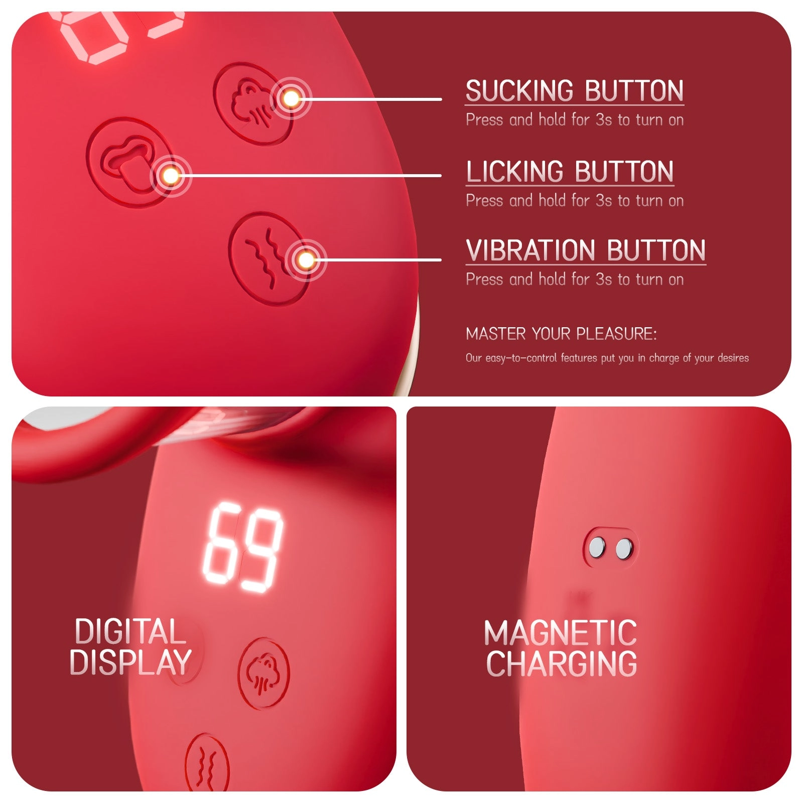 Adult Toys for Women Sucking Vibrator, 3 Sucking, 9 Tongue Licking & Vibrating Female Sex Toys Vibrators Nipple Toys