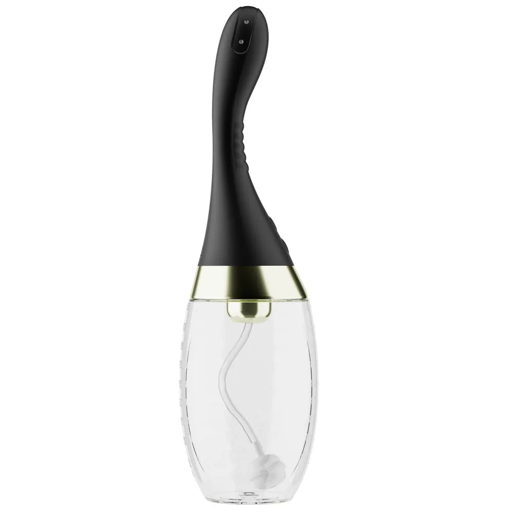 Anal Adventures by Blush® | Aqua Jet 11.25 Inch Vibrating Anal Douche Cleaner - Silicone Enema For Men & Women – In Black