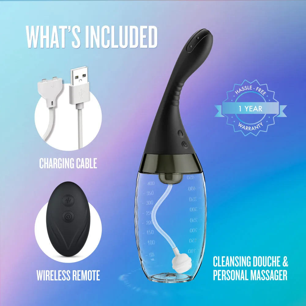 Anal Adventures by Blush® | Aqua Jet 11.25 Inch Vibrating Anal Douche Cleaner - Silicone Enema For Men & Women – In Black