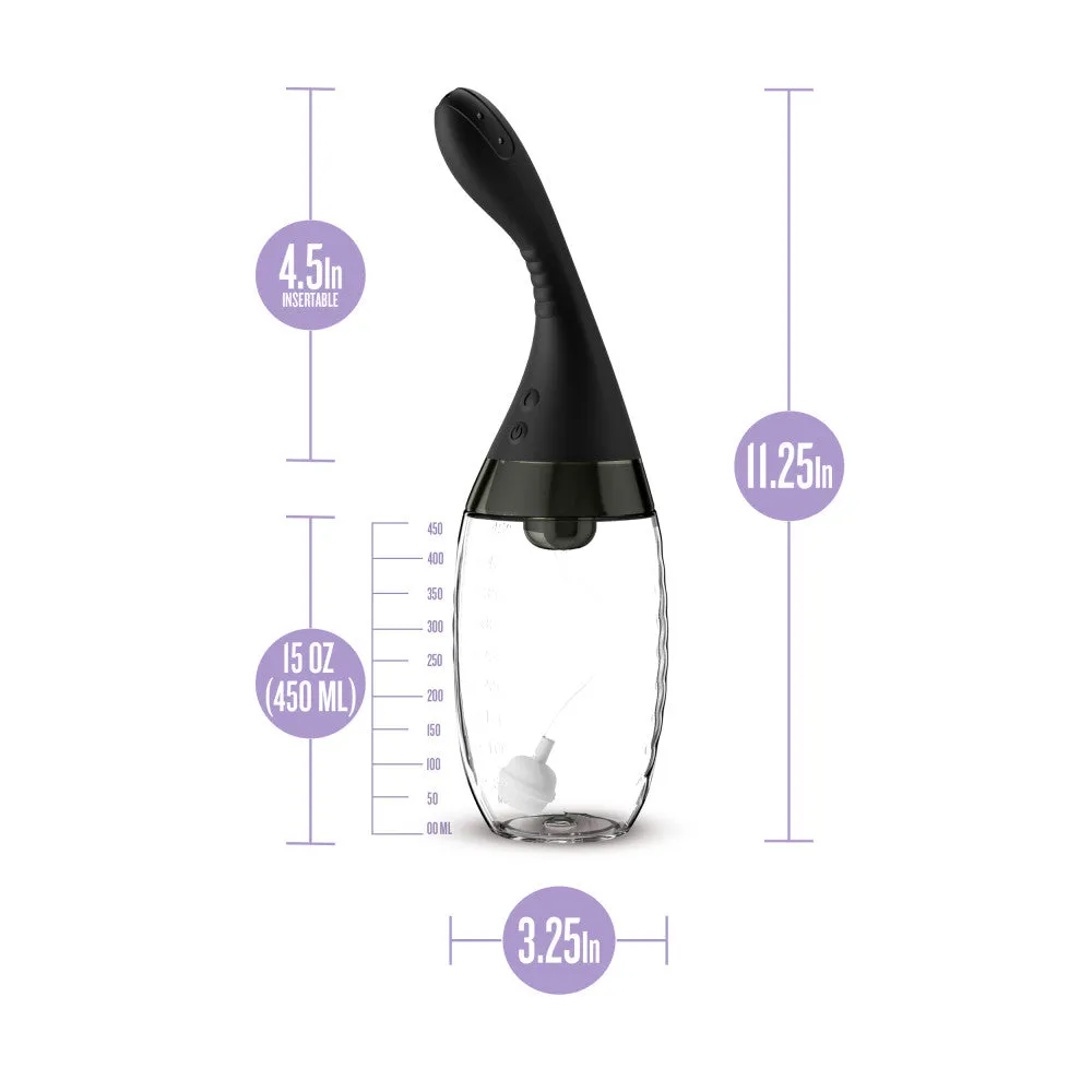 Anal Adventures by Blush® | Aqua Jet 11.25 Inch Vibrating Anal Douche Cleaner - Silicone Enema For Men & Women – In Black