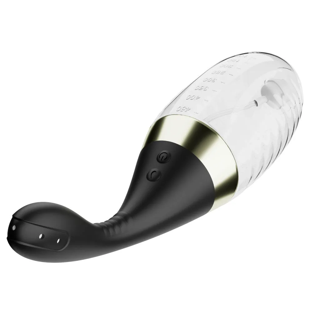 Anal Adventures by Blush® | Aqua Jet 11.25 Inch Vibrating Anal Douche Cleaner - Silicone Enema For Men & Women – In Black