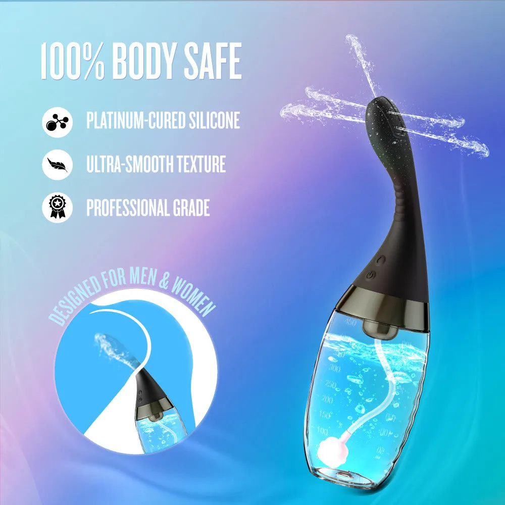 Anal Adventures by Blush® | Aqua Jet 11.25 Inch Vibrating Anal Douche Cleaner - Silicone Enema For Men & Women – In Black