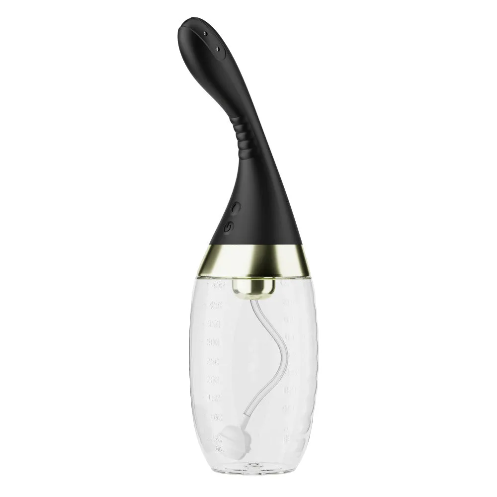 Anal Adventures by Blush® | Aqua Jet 11.25 Inch Vibrating Anal Douche Cleaner - Silicone Enema For Men & Women – In Black