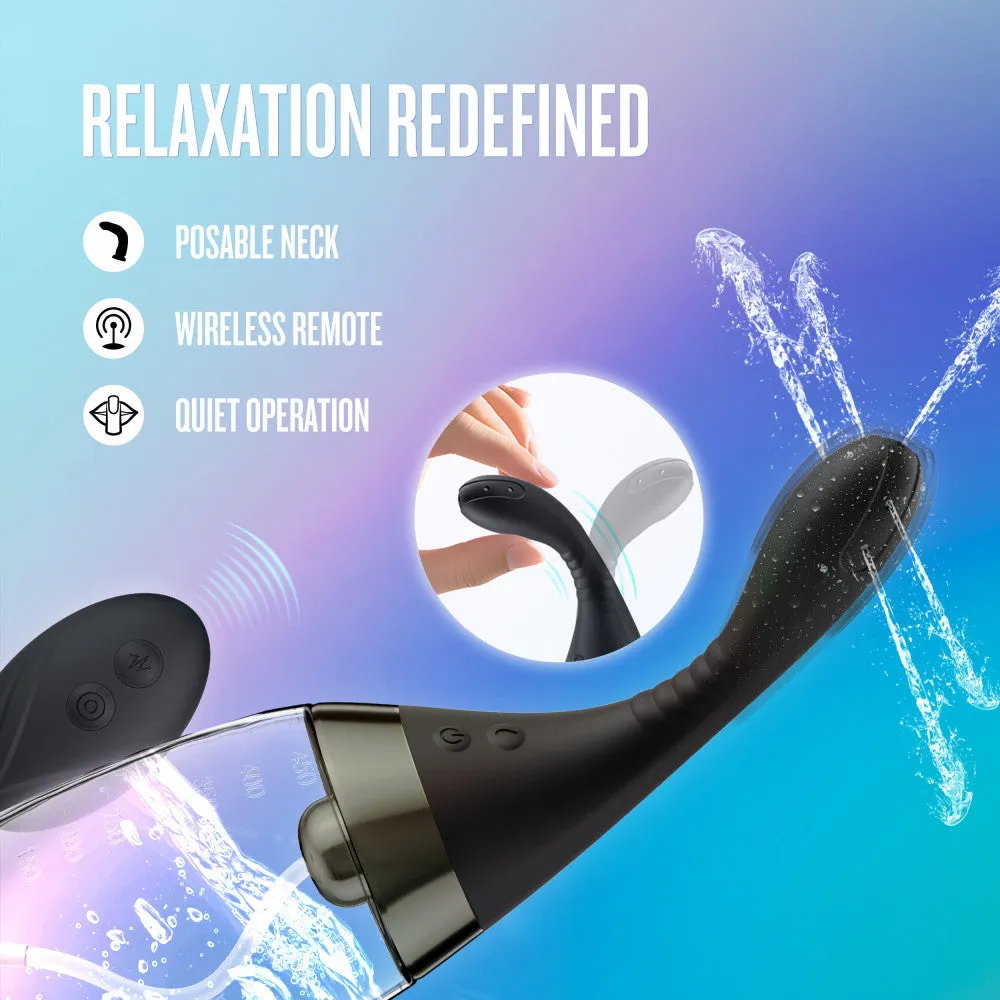 Anal Adventures by Blush® | Aqua Jet 11.25 Inch Vibrating Anal Douche Cleaner - Silicone Enema For Men & Women – In Black