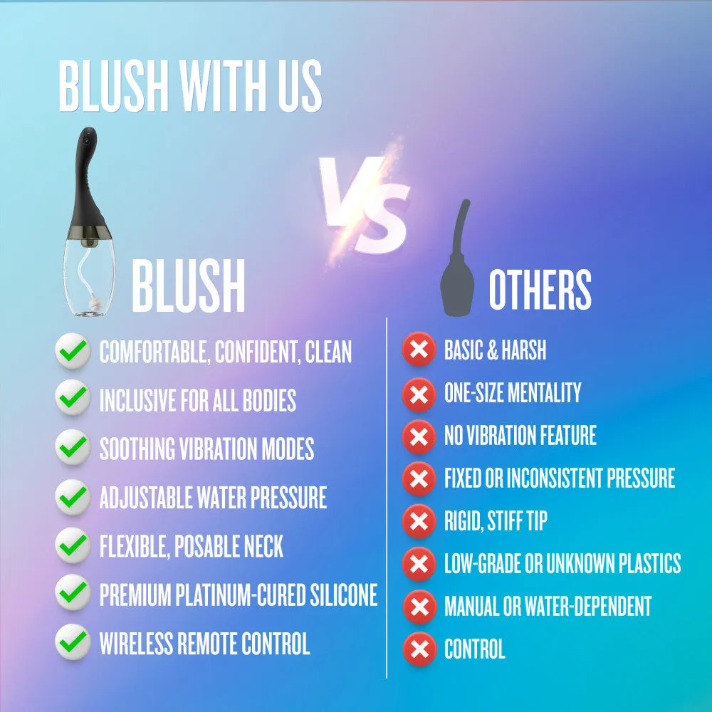 Anal Adventures by Blush® | Aqua Jet 11.25 Inch Vibrating Anal Douche Cleaner - Silicone Enema For Men & Women – In Black