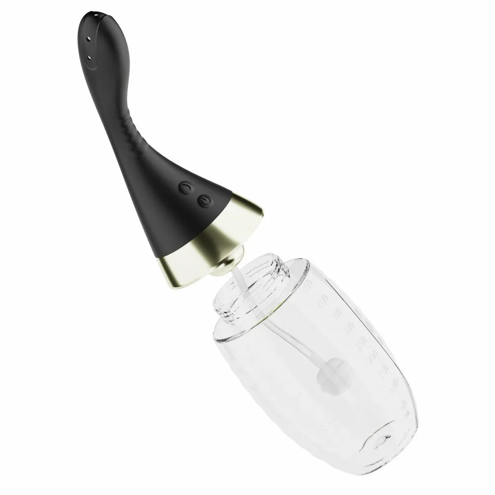 Anal Adventures by Blush® | Aqua Jet 11.25 Inch Vibrating Anal Douche Cleaner - Silicone Enema For Men & Women – In Black