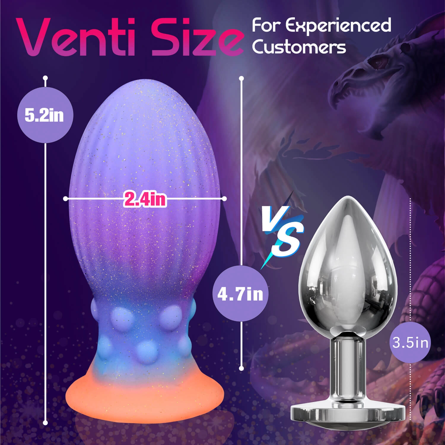 Aurora Luminous Butt Plug Anal Toy With Soft Liquid Silicone Material -Laphwing