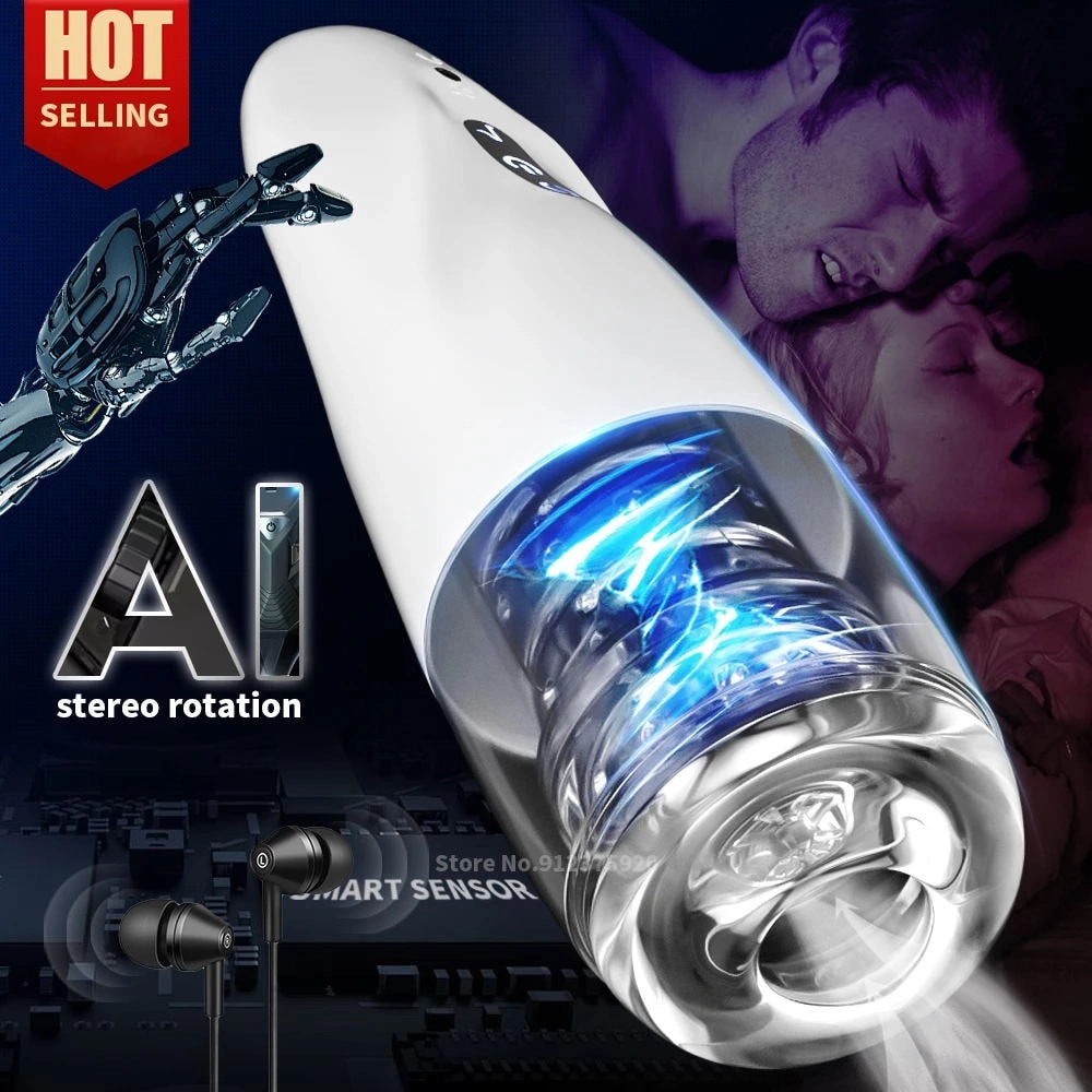 Automatic Rotation Male Masturbator Cup Silicone Vagina Real Pussy Blowjob Pocket Masturbation Toys for Men