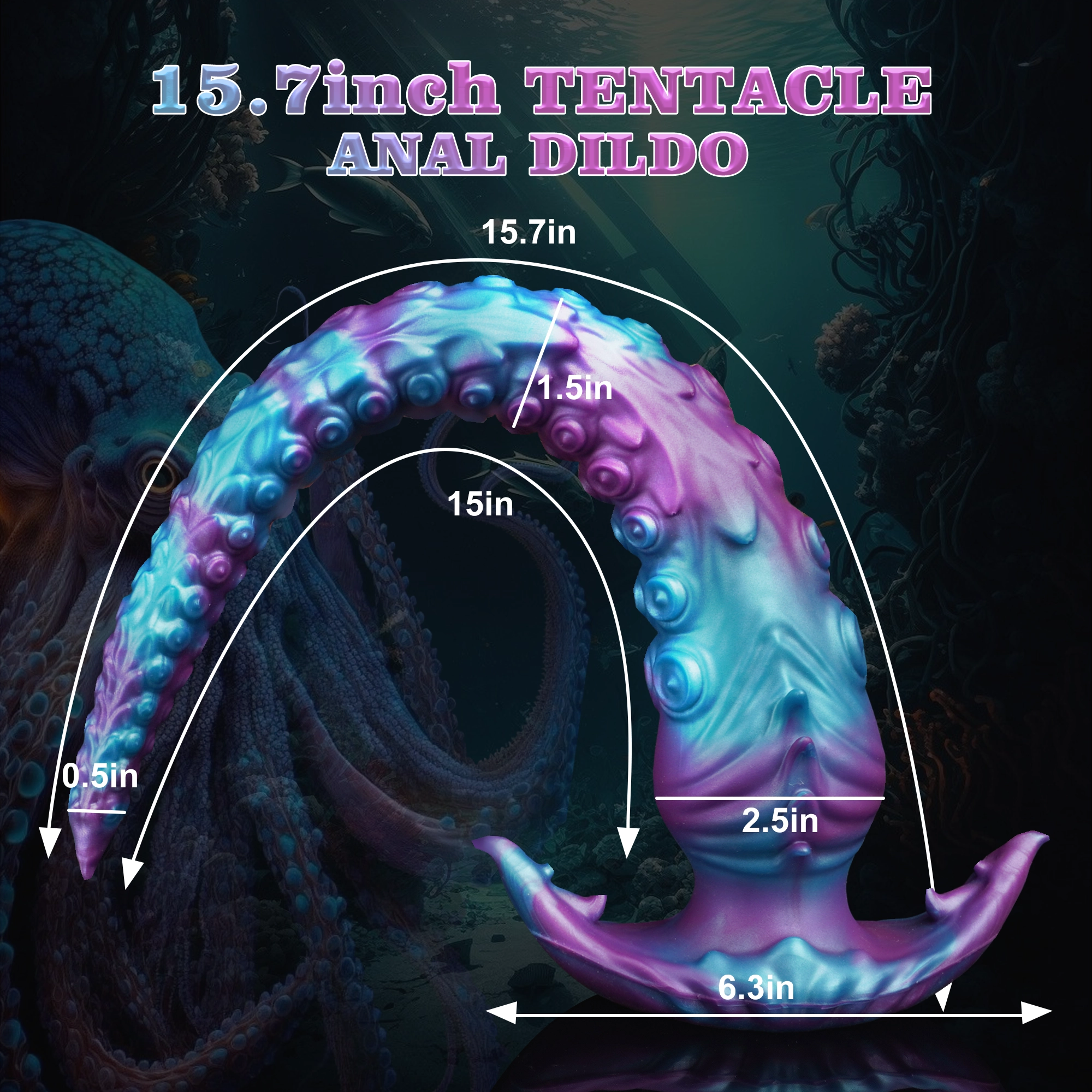 Binx 15.7 Long Tentacle Dildo Large Butt Plug with Anchor Base-Laphwing