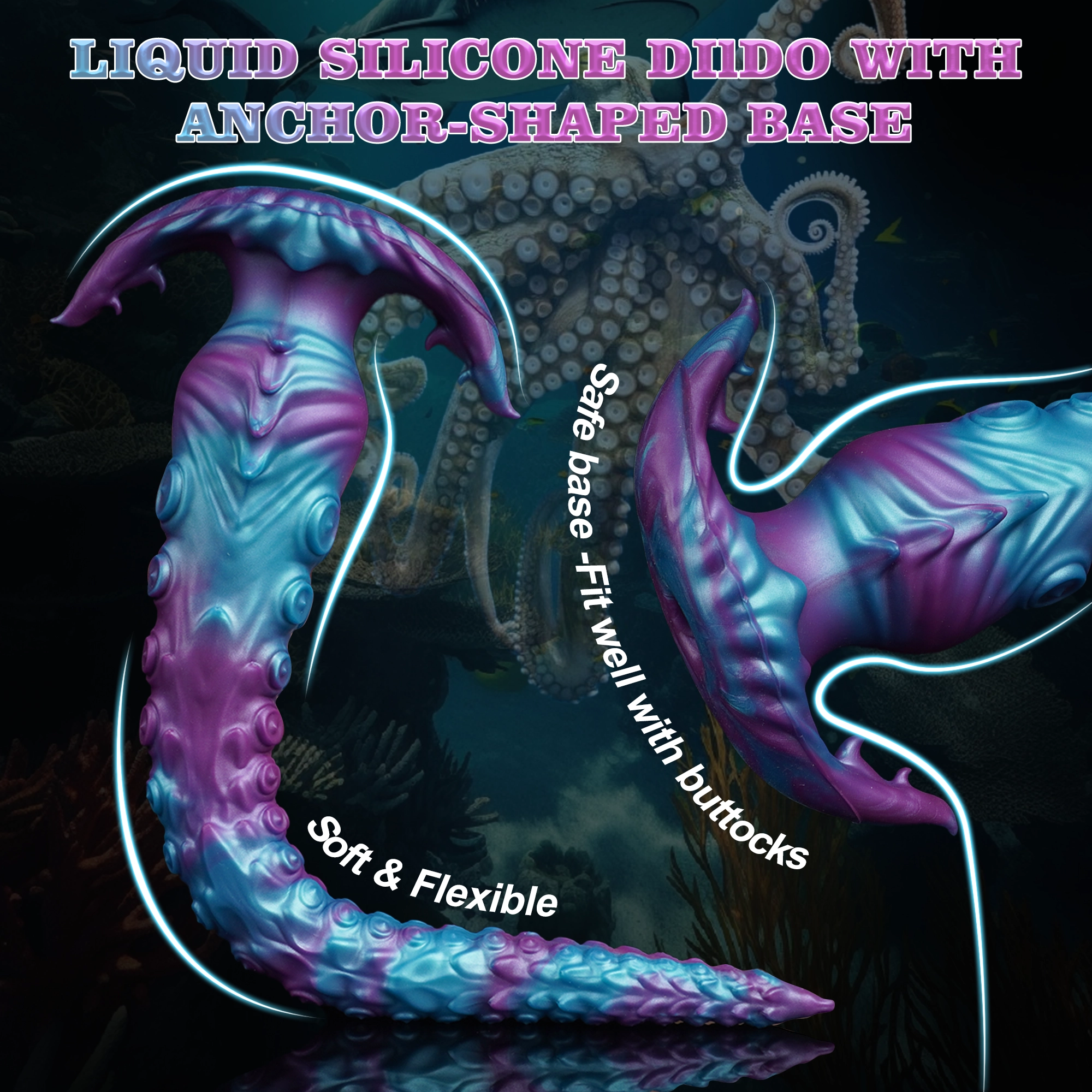 Binx 15.7 Long Tentacle Dildo Large Butt Plug with Anchor Base-Laphwing