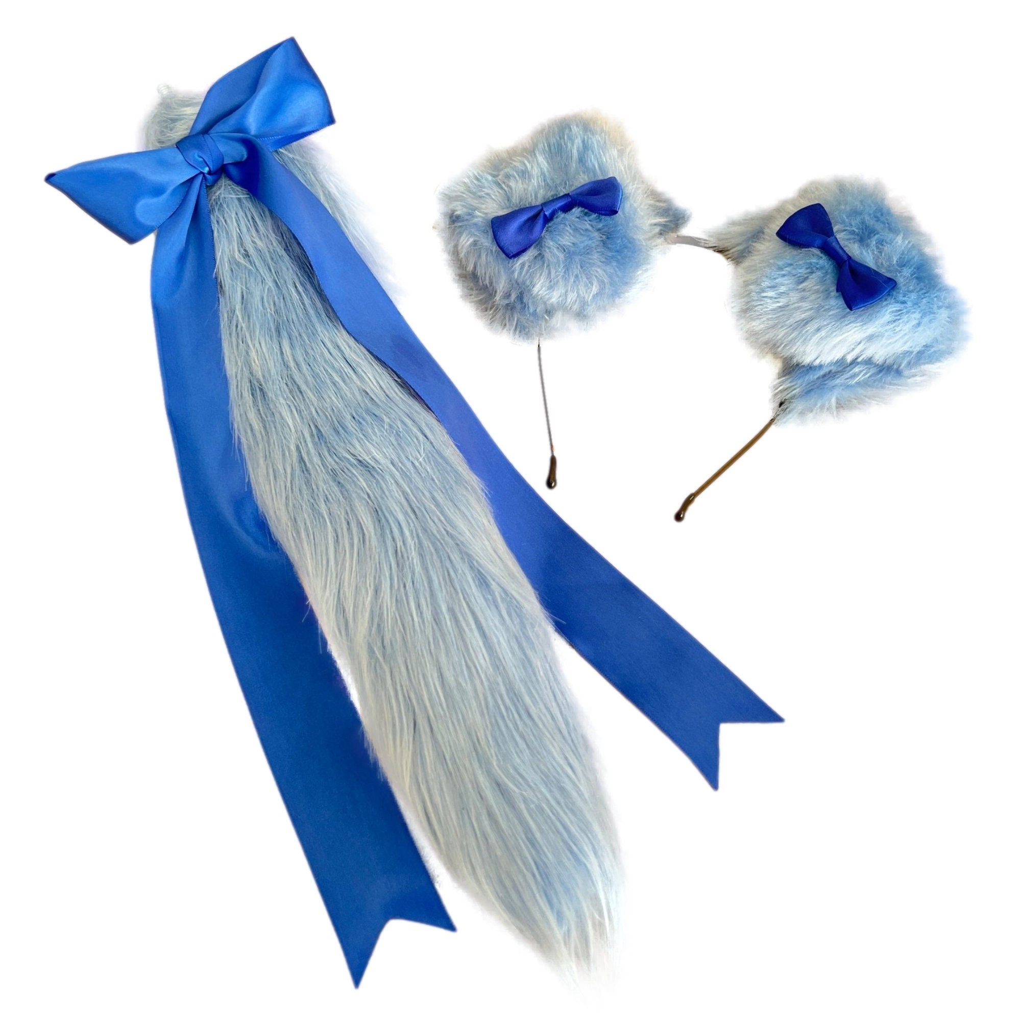 Blue Bow Pup Tail Belt Set