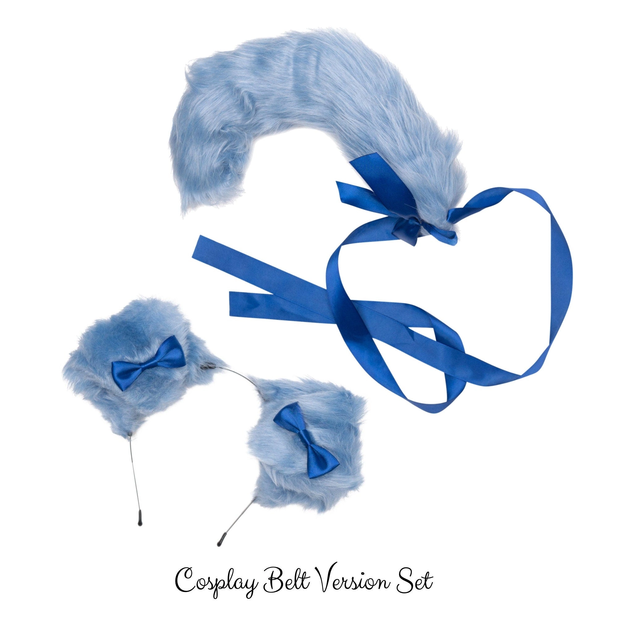 Blue Bow Pup Tail Belt Set