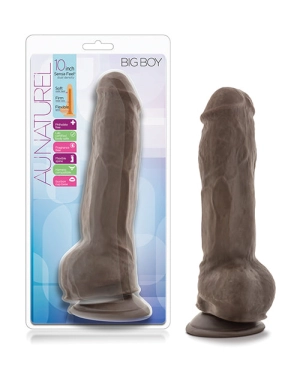 Blush Au Natural 10 Big Boy Realistic Dildo with Balls - Chocolate