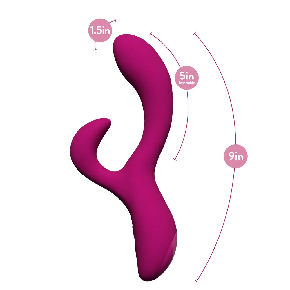 Blush Collection | Quinn 9 Inch Clitoral G-Spot Dual Stimulation Silicone Rabbit Vibrator With Auto Warming – Burgundy