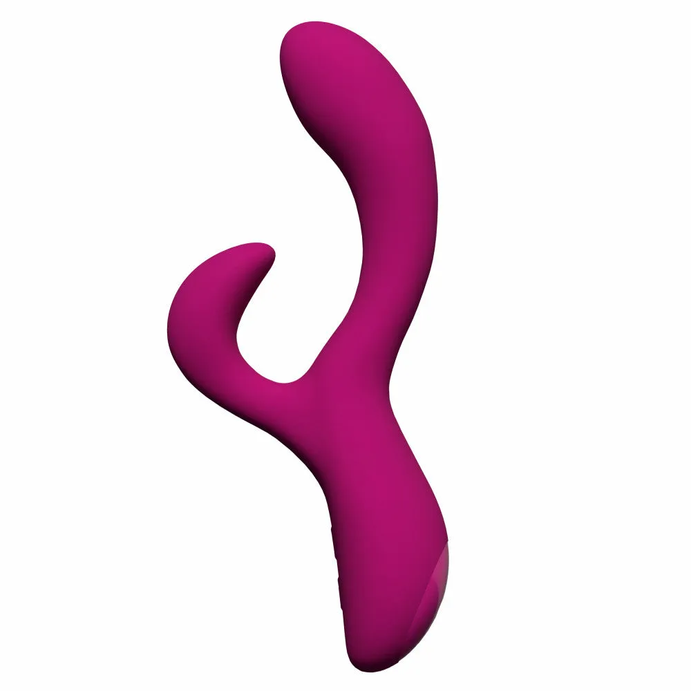 Blush Collection | Quinn 9 Inch Clitoral G-Spot Dual Stimulation Silicone Rabbit Vibrator With Auto Warming – Burgundy