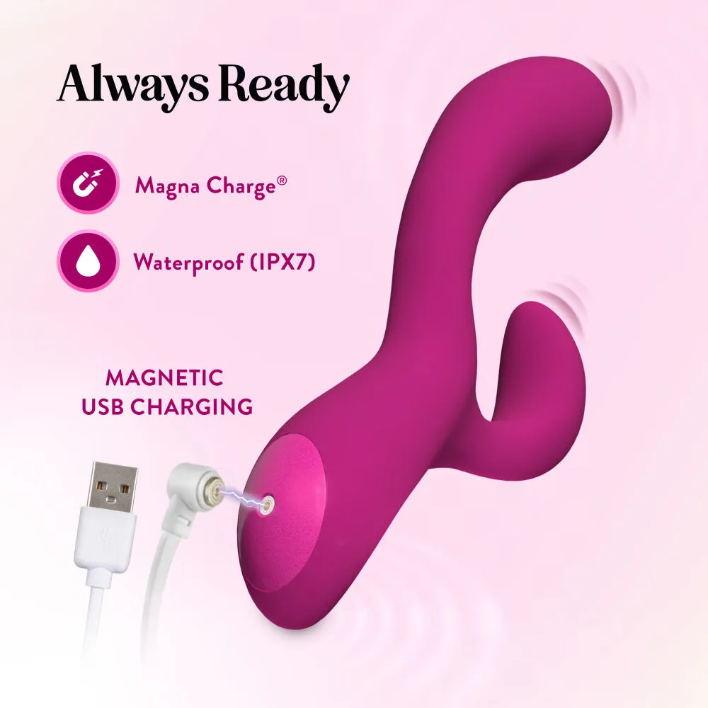 Blush Collection | Quinn 9 Inch Clitoral G-Spot Dual Stimulation Silicone Rabbit Vibrator With Auto Warming – Burgundy