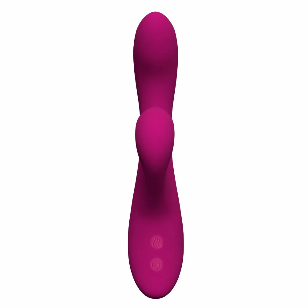 Blush Collection | Quinn 9 Inch Clitoral G-Spot Dual Stimulation Silicone Rabbit Vibrator With Auto Warming – Burgundy