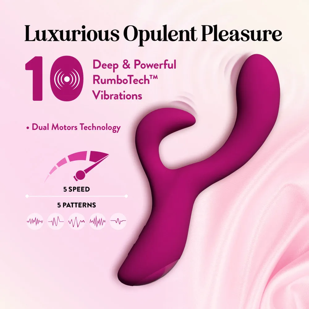 Blush Collection | Quinn 9 Inch Clitoral G-Spot Dual Stimulation Silicone Rabbit Vibrator With Auto Warming – Burgundy