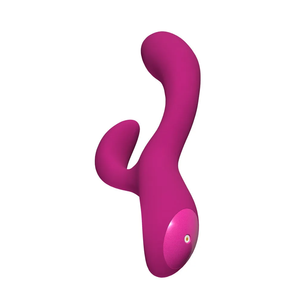 Blush Collection | Quinn 9 Inch Clitoral G-Spot Dual Stimulation Silicone Rabbit Vibrator With Auto Warming – Burgundy
