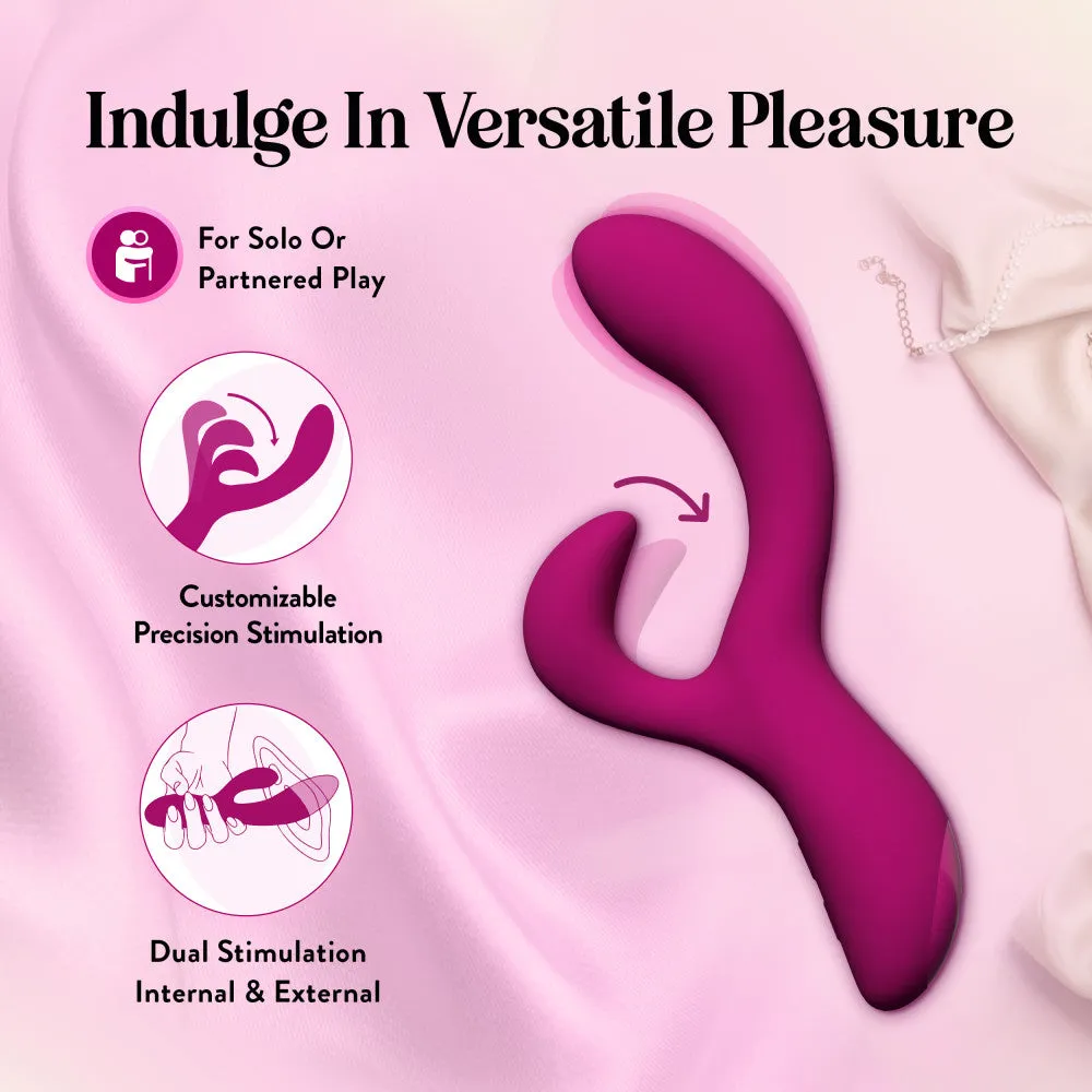 Blush Collection | Quinn 9 Inch Clitoral G-Spot Dual Stimulation Silicone Rabbit Vibrator With Auto Warming – Burgundy