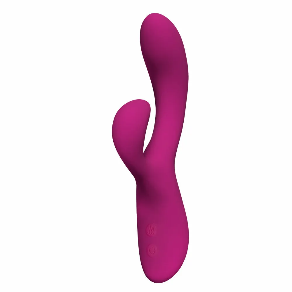 Blush Collection | Quinn 9 Inch Clitoral G-Spot Dual Stimulation Silicone Rabbit Vibrator With Auto Warming – Burgundy
