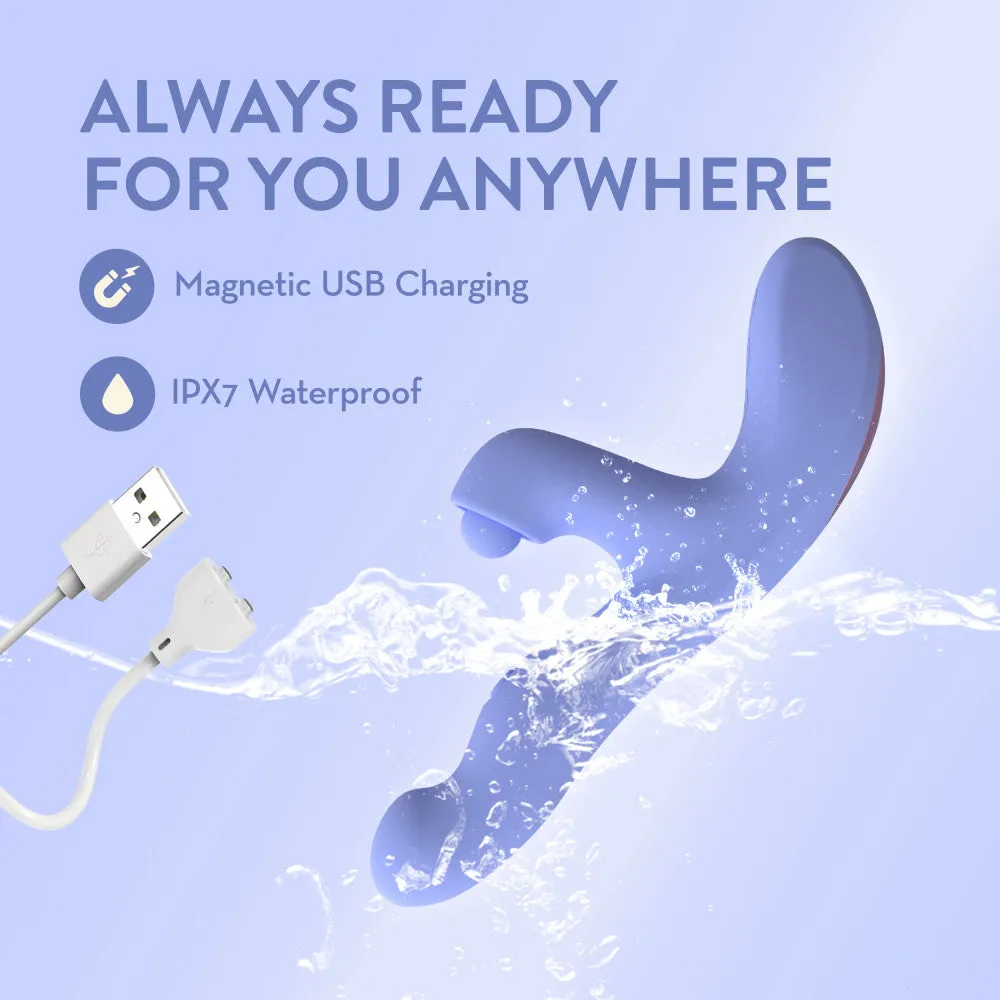 Blush Collection | Simone 8.5 Inch Clitoral G-Spot Dual Stimulation Silicone Rabbit Vibrator With Auto Warming - In Blue