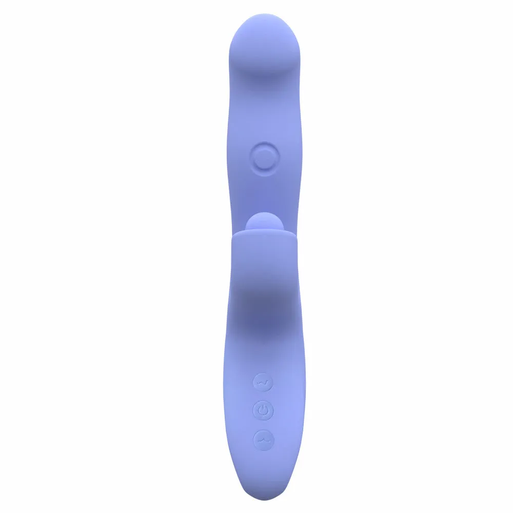 Blush Collection | Simone 8.5 Inch Clitoral G-Spot Dual Stimulation Silicone Rabbit Vibrator With Auto Warming - In Blue