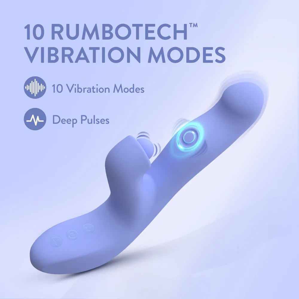 Blush Collection | Simone 8.5 Inch Clitoral G-Spot Dual Stimulation Silicone Rabbit Vibrator With Auto Warming - In Blue