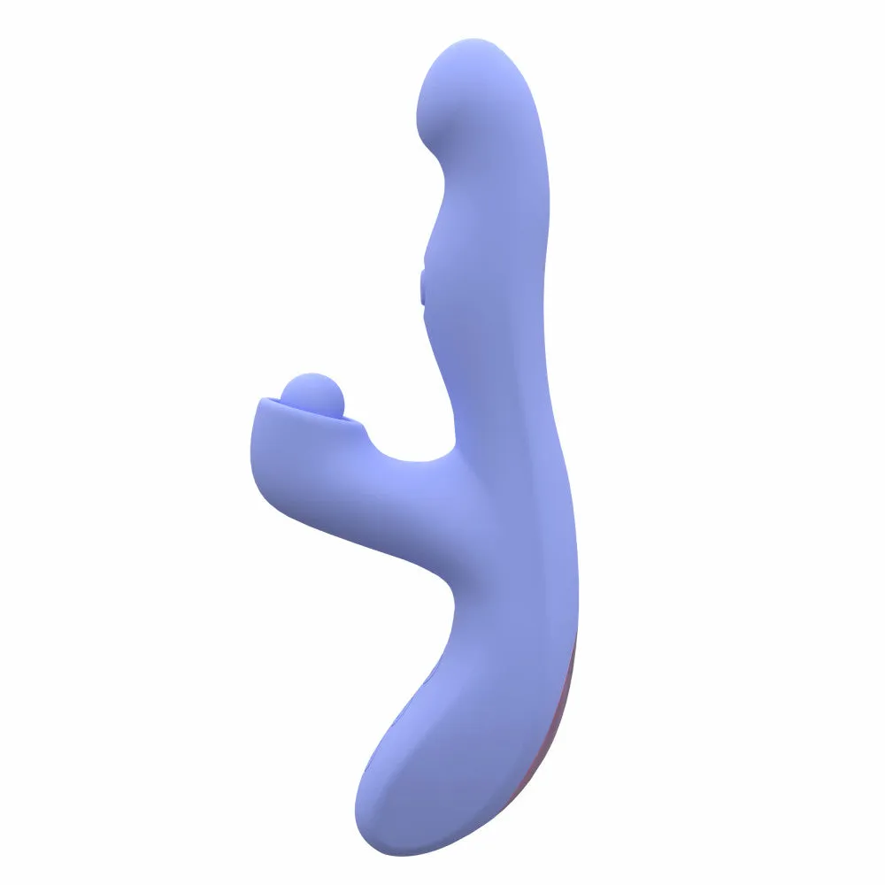 Blush Collection | Simone 8.5 Inch Clitoral G-Spot Dual Stimulation Silicone Rabbit Vibrator With Auto Warming - In Blue