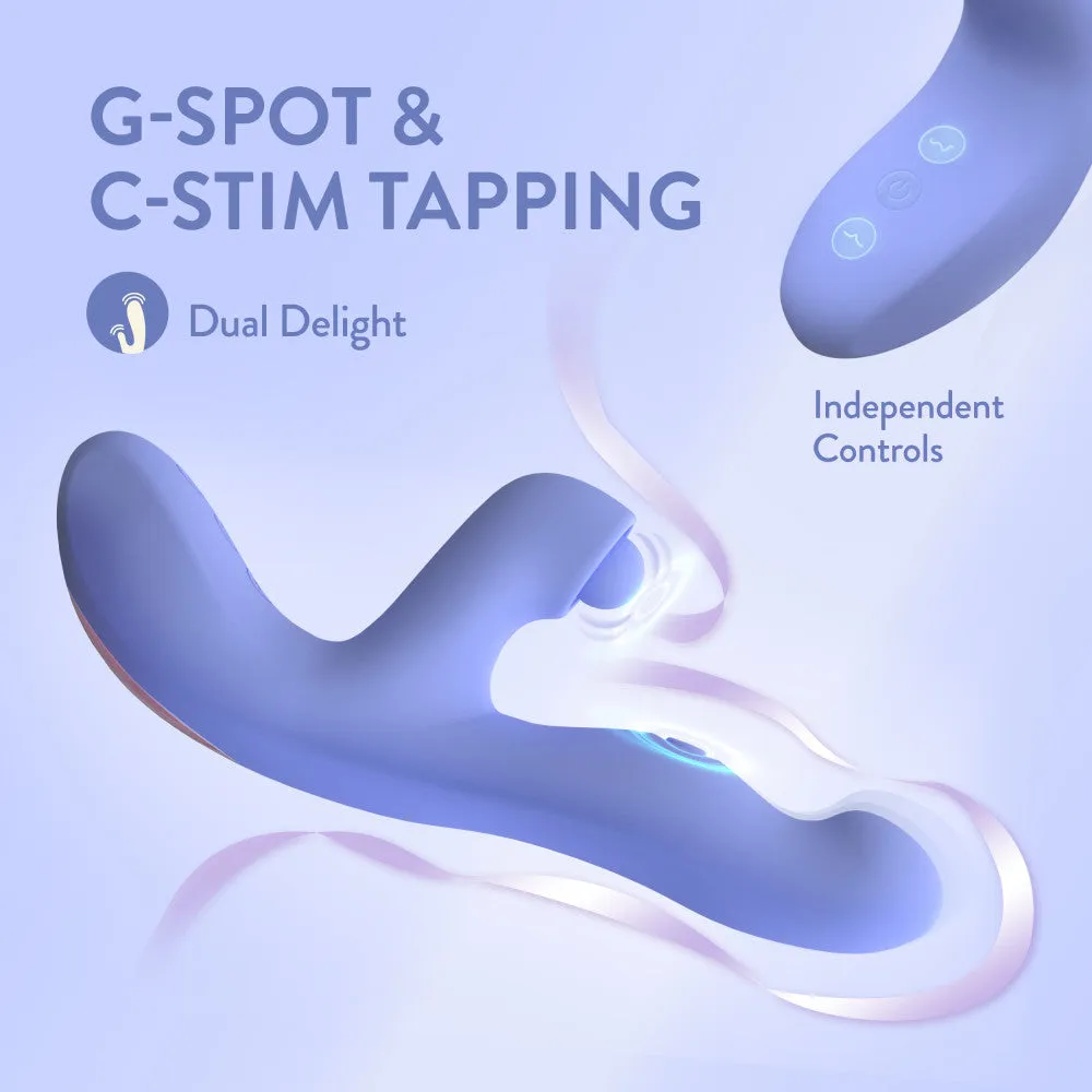 Blush Collection | Simone 8.5 Inch Clitoral G-Spot Dual Stimulation Silicone Rabbit Vibrator With Auto Warming - In Blue