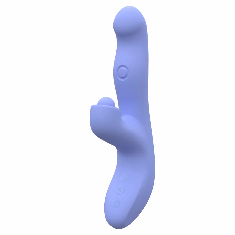 Blush Collection | Simone 8.5 Inch Clitoral G-Spot Dual Stimulation Silicone Rabbit Vibrator With Auto Warming - In Blue