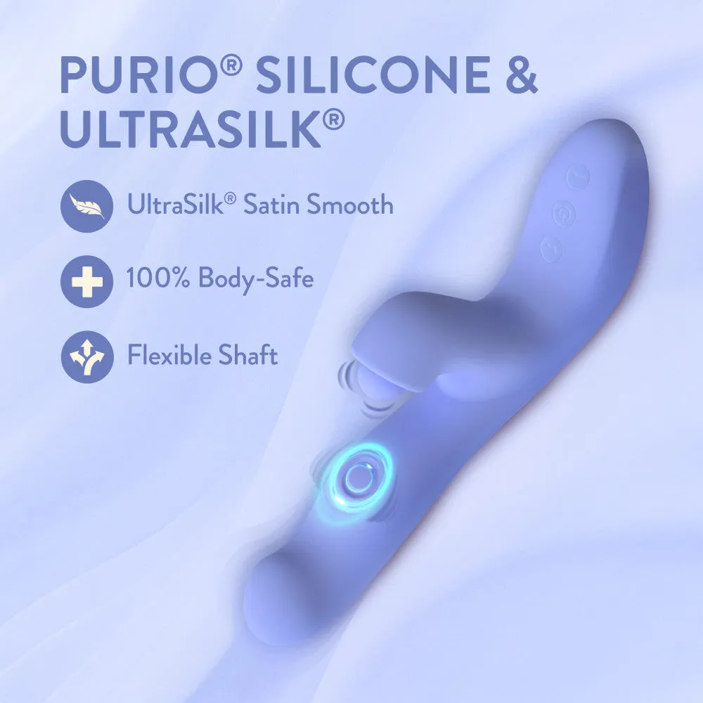 Blush Collection | Simone 8.5 Inch Clitoral G-Spot Dual Stimulation Silicone Rabbit Vibrator With Auto Warming - In Blue
