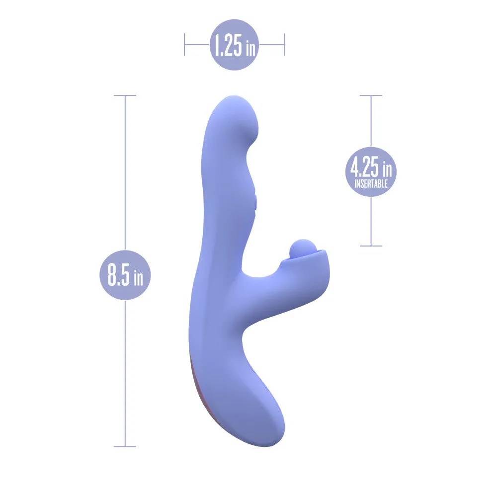 Blush Collection | Simone 8.5 Inch Clitoral G-Spot Dual Stimulation Silicone Rabbit Vibrator With Auto Warming - In Blue