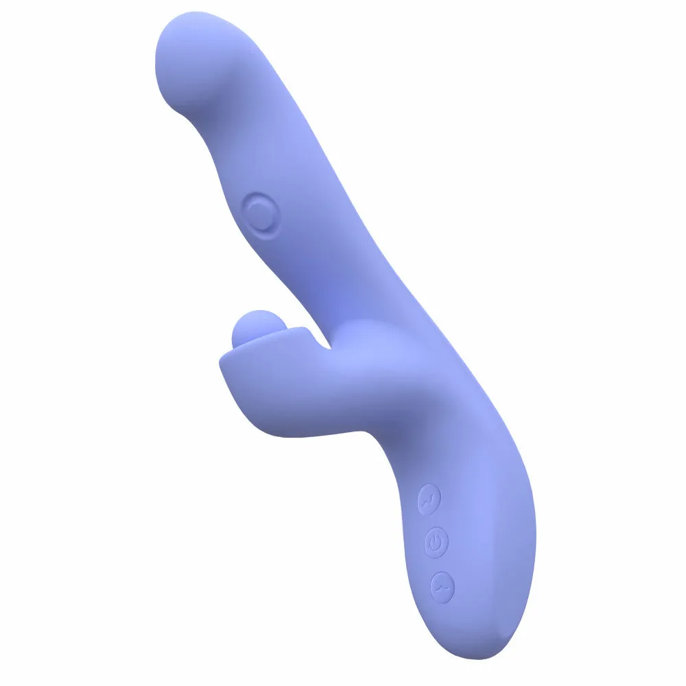 Blush Collection | Simone 8.5 Inch Clitoral G-Spot Dual Stimulation Silicone Rabbit Vibrator With Auto Warming - In Blue