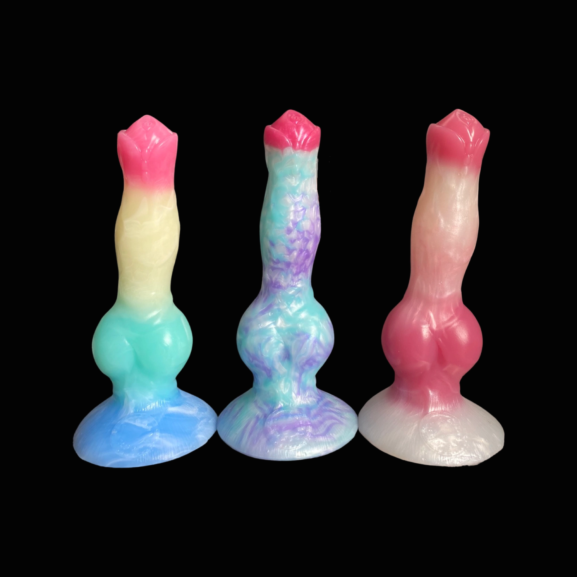 Colorful Knotted Fantasy Beast Silicone Dildo