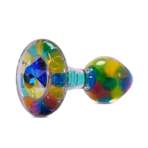 Crystal Delights Funfetti Glass Anal Plug - Aurora Borealis