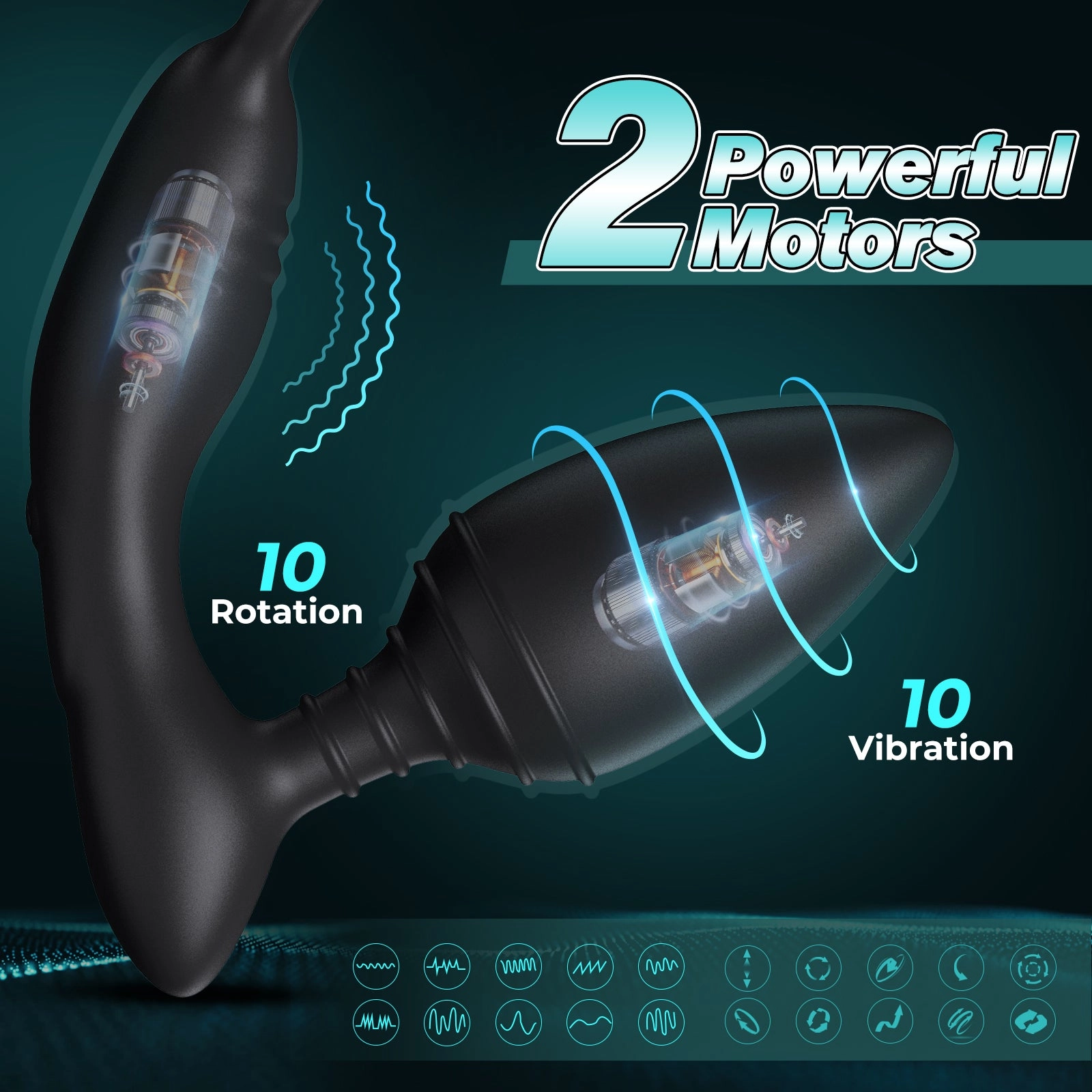 Diamond 10 Rotating & Vibrating-  Cock Rings Prostate Massager