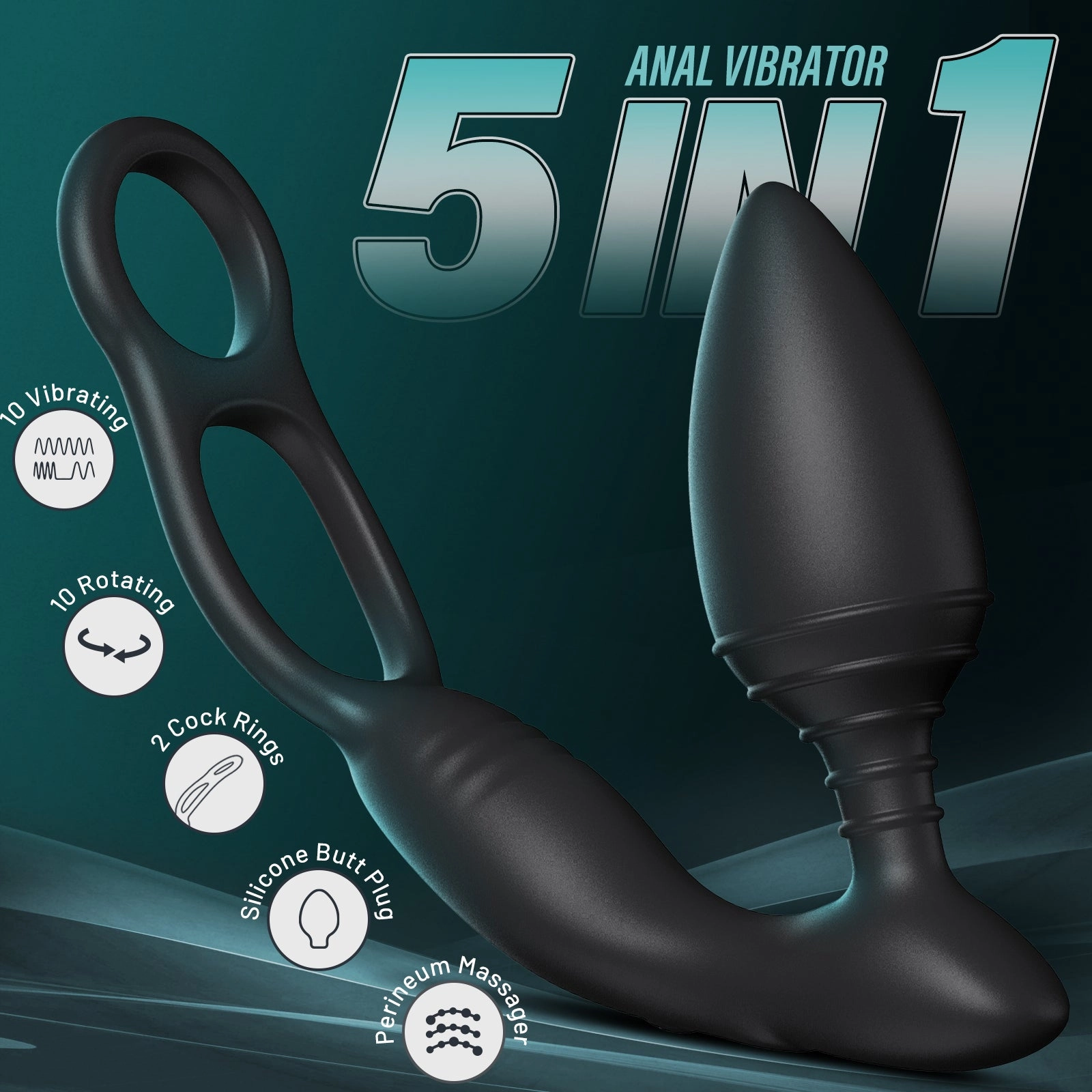 Diamond 10 Rotating & Vibrating-  Cock Rings Prostate Massager