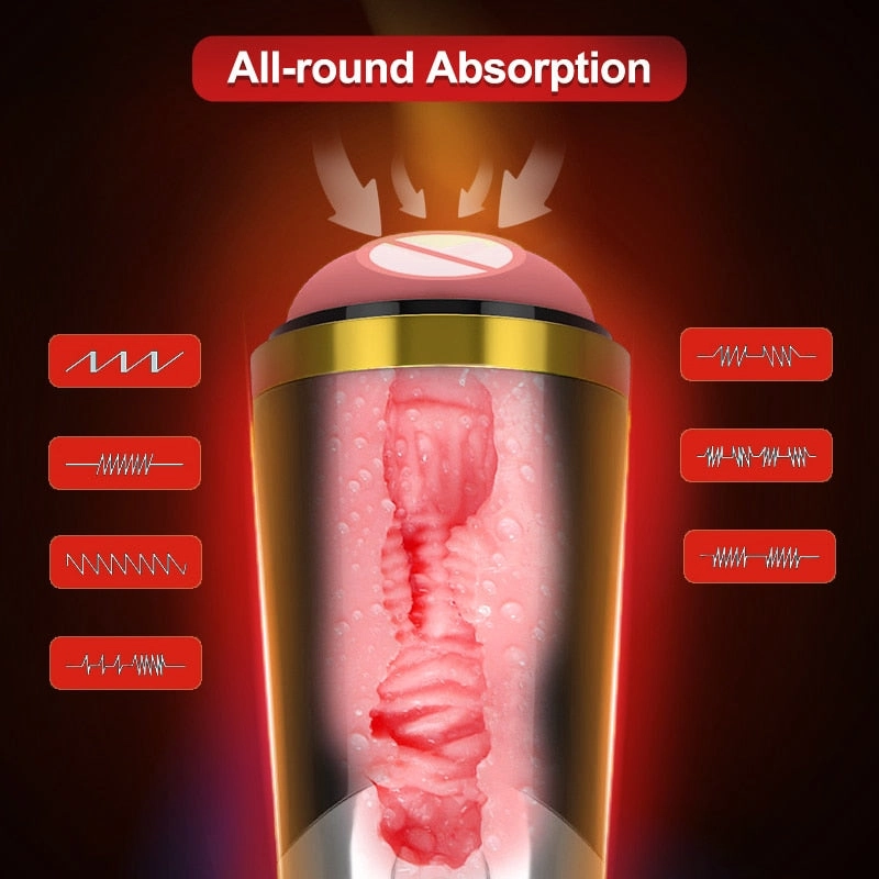 Electric Masturbation Cup 18cm Deep Masturbator Male Pulse Vibrating Soft Silicone Mute Strong Vibration Erotic Sex toys for Men