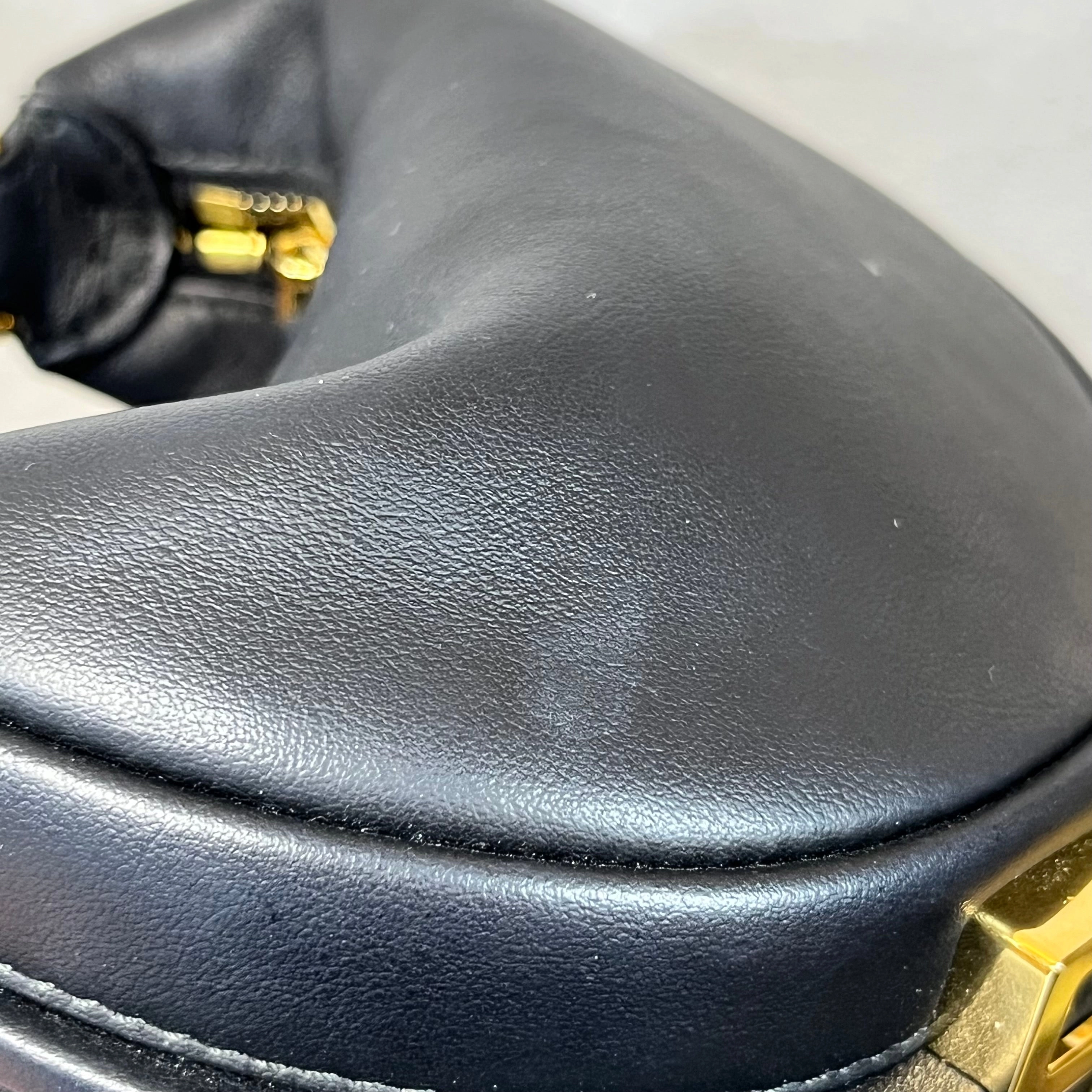 FENDI Fendigraphy Nano Black Leather Hobo Charm Bag