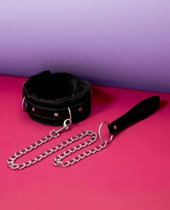Furry Leather Bondage Collar