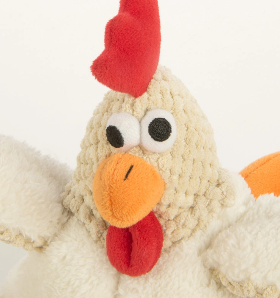 Go Dog Checkers Fat White Rooster with Chew Guard Technology Durable Plush Squeaker Dog Toy White