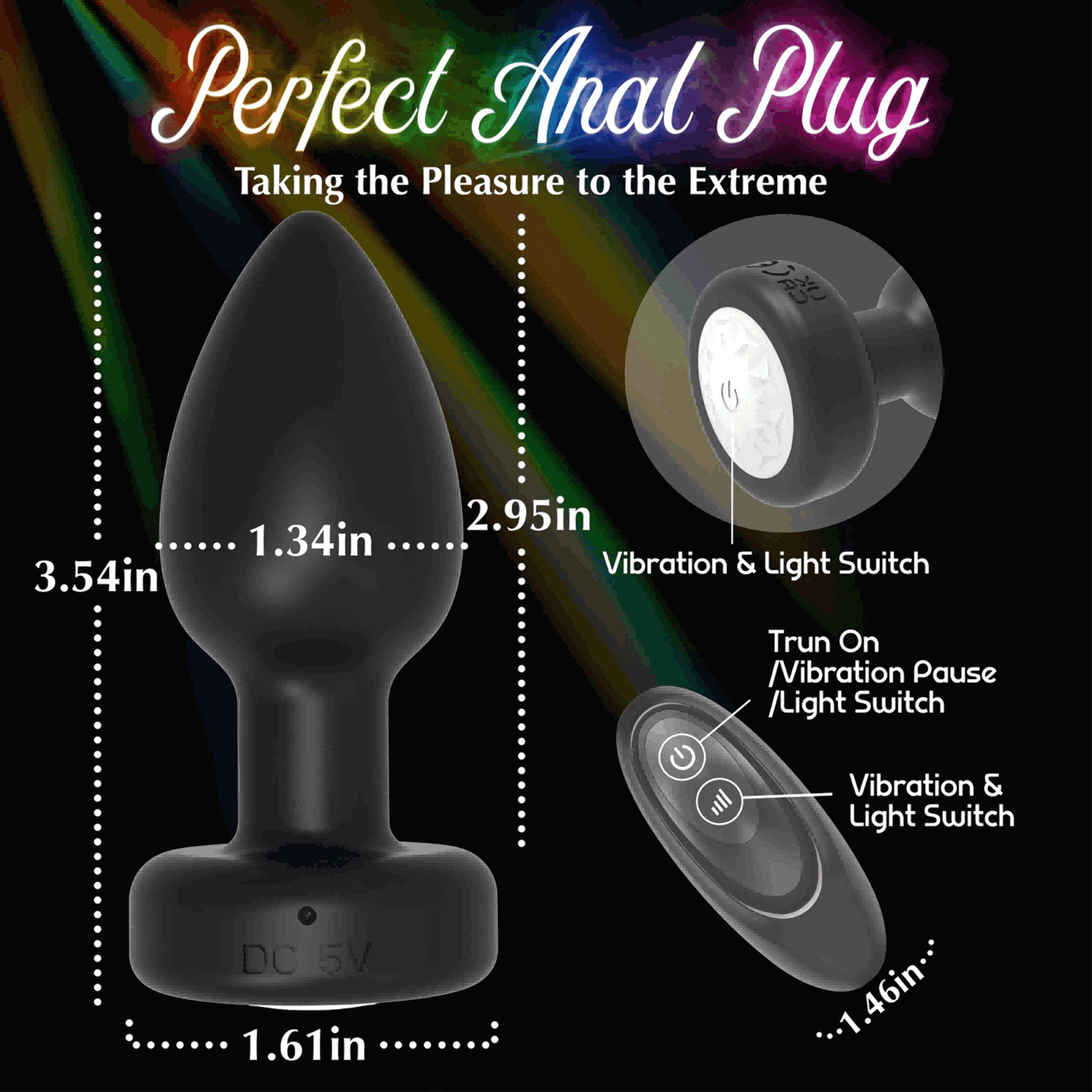 Illusion 3.54'' Butt Plug Anal Vibrator With 7 Powerful Vibration Modes - Laphwing