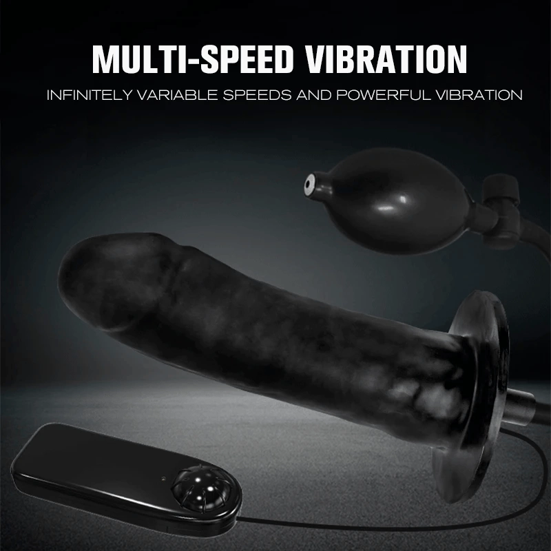 Inflatable Dildo Vibrator Anal Toy Butt Plug With Pump