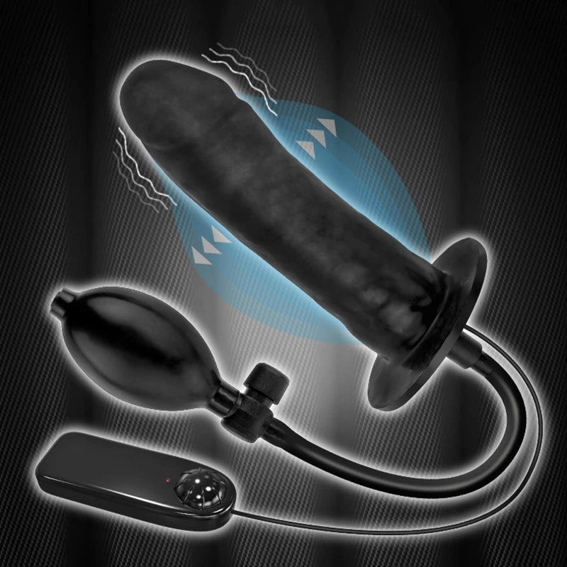 Inflatable Dildo Vibrator Anal Toy Butt Plug With Pump