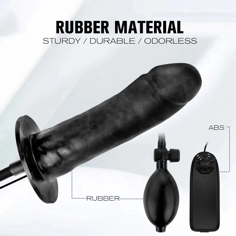 Inflatable Dildo Vibrator Anal Toy Butt Plug With Pump