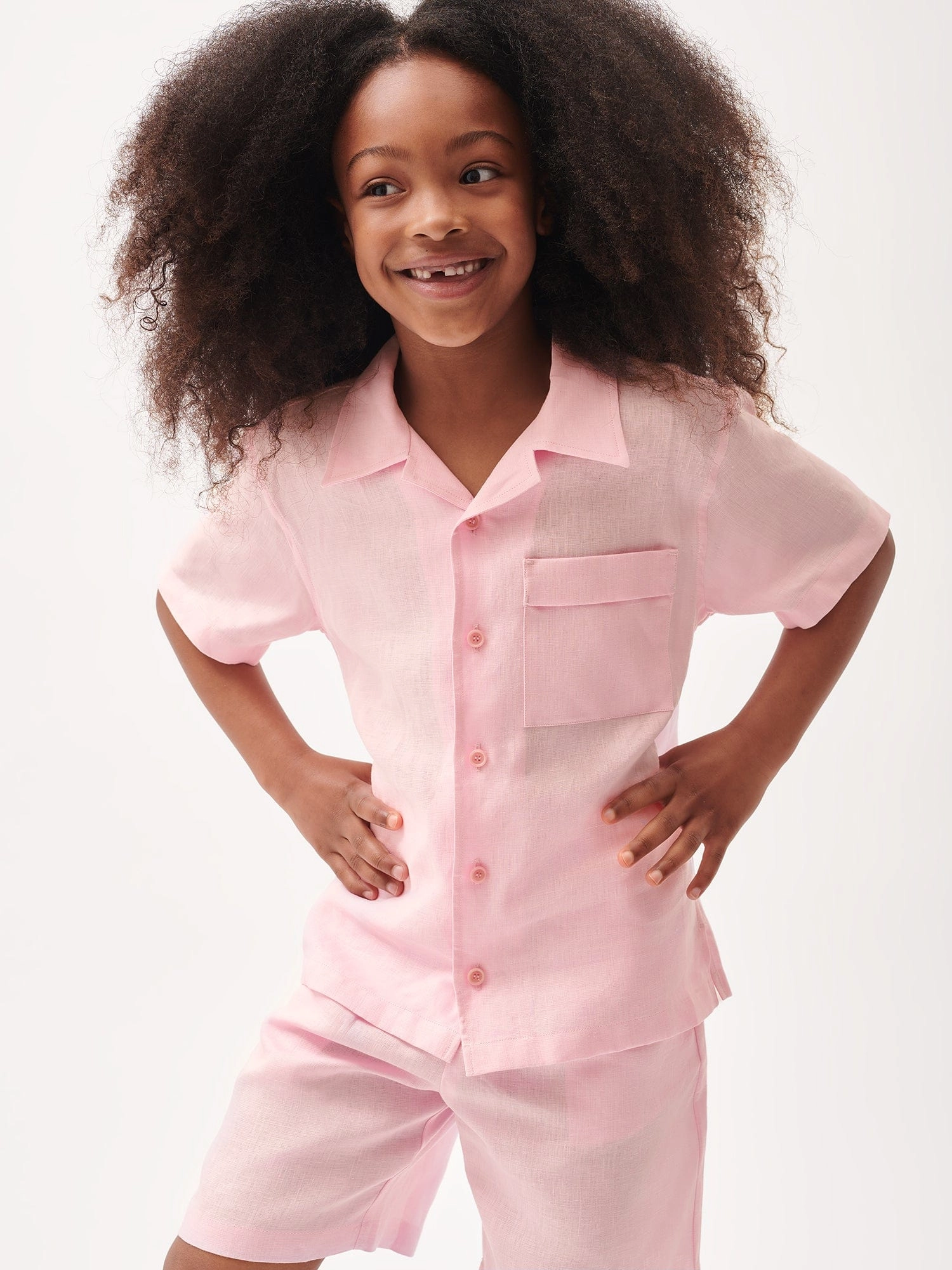 Kids' DNA Aloe Linen Long Shorts—magnolia pink
