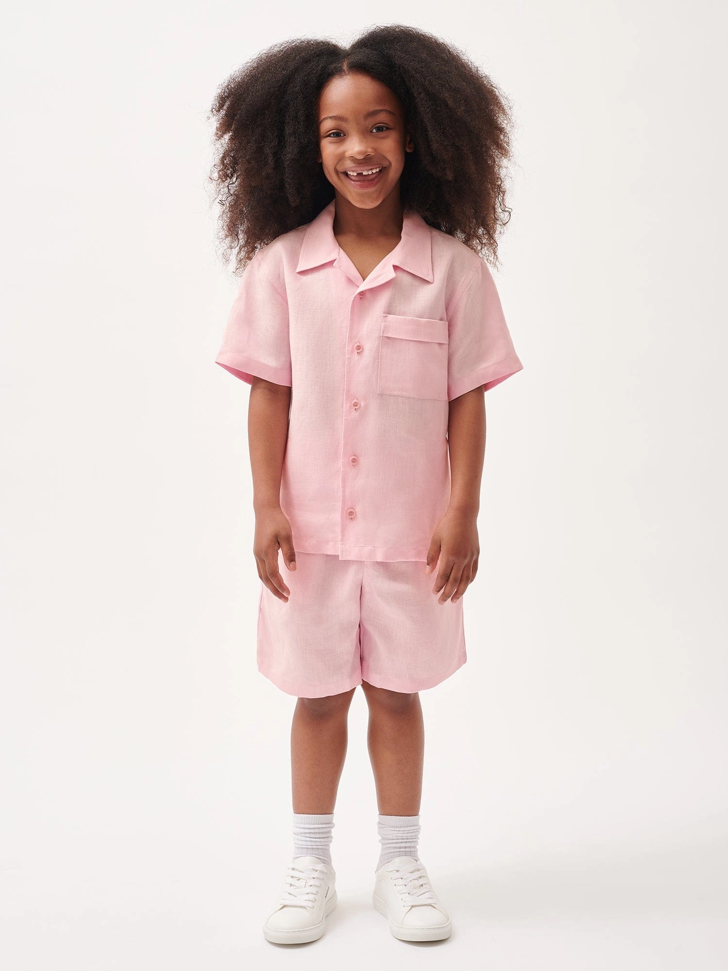 Kids' DNA Aloe Linen Long Shorts—magnolia pink