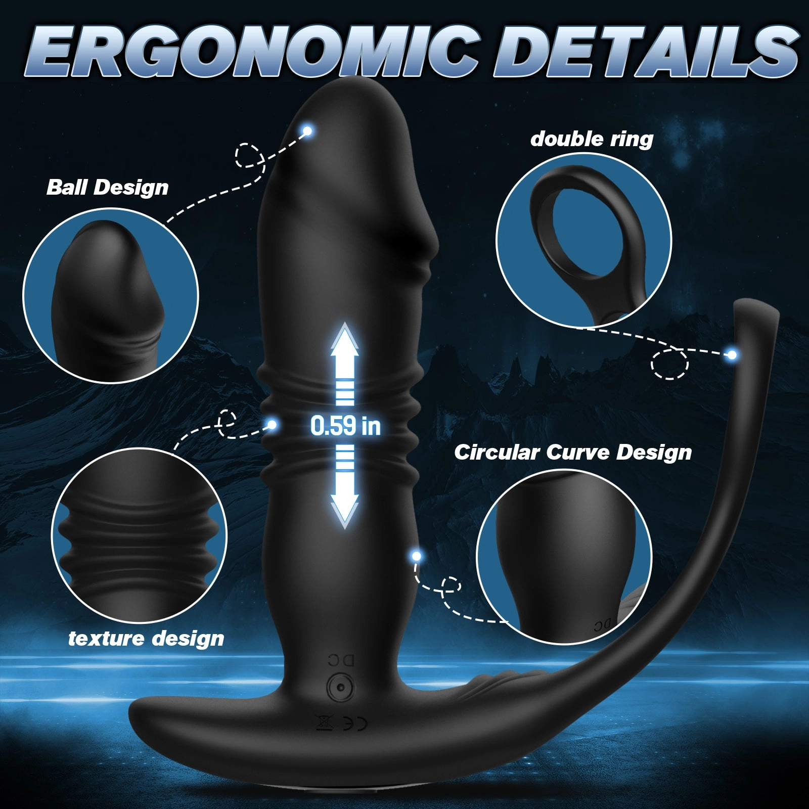 Knight 12 Vibrating & 12 Thrusting Silicone Anal Vibrator